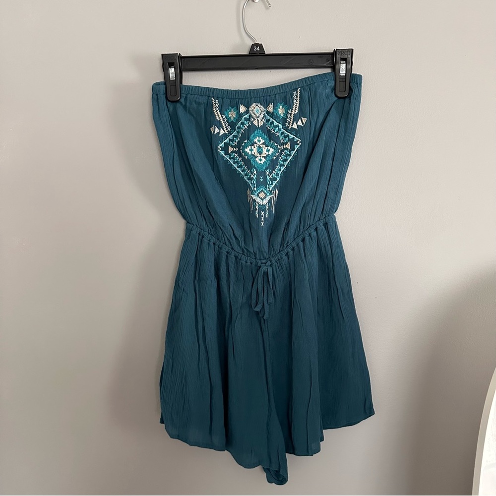 Green Strapless Hollister Romper